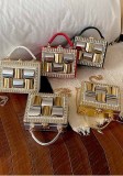 Women's Rhinestone Evening Bag Metal Frame Clutch Chain Crossbody Box Bag