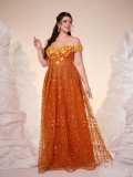 Women's Off Shoulder Appliqué Mesh Embroidery Maxi Formal Party Evening Dress