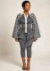 Women's Autumn Striped Button Turndown Collar Bell Bottom Long Sleeve Jumpsuit