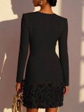 Women's V Neck Floral Bodycon Dress