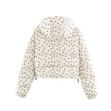 Women's Autumn Winter Mini Polka Dot Hooded Jacket