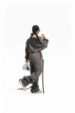 Women's Casual Autumn Winter Irregular Lace-Up Fleece Lined Top and Pant Two Piece Set
