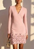 Women's V Neck Floral Bodycon Dress