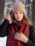 Christmas Winter Double Layer Knit Hat Scarf Glove Three-Piece Set