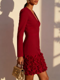 Women's V Neck Floral Bodycon Dress