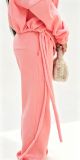 Women's Casual Autumn Winter Irregular Lace-Up Fleece Lined Top and Pant Two Piece Set