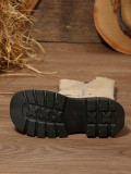 Women's Autumn Winter Block Heel Side Zipper Chelsea Round Toe Ankle Boots