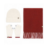 Christmas Winter Double Layer Knit Hat Scarf Glove Three-Piece Set