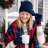 Christmas Winter Double Layer Knit Hat Scarf Glove Three-Piece Set