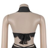 Women's Halter Neck Strapless Ruched Top and Capri Pant Two Piece Set