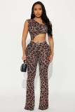 Women's Leopard One Shoulder Sexy Off Shoulder Jumpsuit