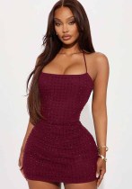 Women's Sexy Backless Beaded Halter Neck Dress Women's Sexy Backless Beaded Halter Neck Dress