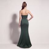 Women's Satin Floral Appliqué Boned Formal Party Evening Dress