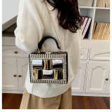 Women's Rhinestone Evening Bag Metal Frame Clutch Chain Crossbody Box Bag