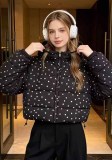 Women's Autumn Winter Mini Polka Dot Hooded Jacket