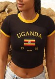 Women's Letter Embroidered Short Sleeve Top