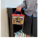 Women's Rhinestone Evening Bag Metal Frame Clutch Chain Crossbody Box Bag
