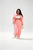 Women's Casual Autumn Winter Irregular Lace-Up Fleece Lined Top and Pant Two Piece Set
