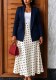 Plus Size Women's Blazer And Polka Dot Skirt Two Piece Set