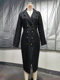 Women's Autumn Winter Slit Turndown Collar Denim Dress