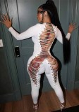Women's Autumn Sexy Backless Tie Jumpsuit
