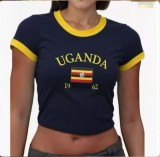 Women's Letter Embroidered Short Sleeve Top