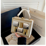 Women's Rhinestone Evening Bag Metal Frame Clutch Chain Crossbody Box Bag