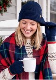 Christmas Winter Double Layer Knit Hat Scarf Glove Three-Piece Set