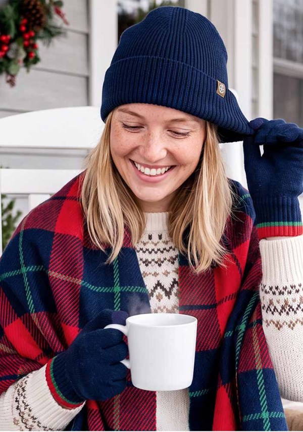 Christmas Winter Double Layer Knit Hat Scarf Glove Three-Piece Set