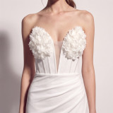 Women's Satin Floral Appliqué Boned Formal Party Evening Dress
