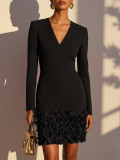 Women's V Neck Floral Bodycon Dress