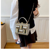 Women's Rhinestone Evening Bag Metal Frame Clutch Chain Crossbody Box Bag