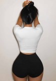 Women's V Neck Lace-Up Crop Top Short Sleeve T Shirt