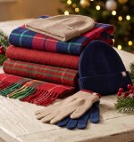 Christmas Winter Double Layer Knit Hat Scarf Glove Three-Piece Set