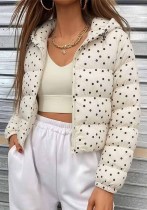 Women's Autumn Winter Mini Polka Dot Hooded Jacket Women's Autumn Winter Mini Polka Dot Hooded Jacket