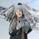 Winter Pom Pom Hat Scarf Glove Three-Piece Set