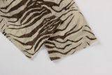 Women's Zebra Print U Neck Bell Bottom Long Sleeve T Shirt