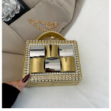 Women's Rhinestone Evening Bag Metal Frame Clutch Chain Crossbody Box Bag