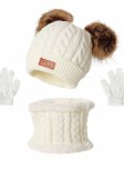 Autumn Winter Kids Hat Scarf Glove Three-Piece Set
