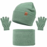 Snowflake Knit Hat Neck Warmer Glove Three-Piece Set