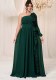Plus Size Women's One Shoulder Ruffle Edge Maxi Dress