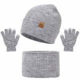 Snowflake Knit Hat Neck Warmer Glove Three-Piece Set
