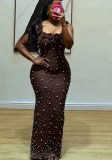 Women's Sexy Summer Floral Beaded Elegant Bandage Dress
