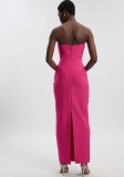 Women's Spring Summer Strapless Floral Bandage Maxi Dress