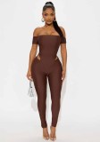 Women's Off Shoulder Short Sleeve Jumpsuit