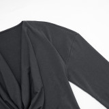 Fall Women’s Solid Color Sexy Deep V Neck Cowl Neck Long Sleeve Slim Fit Top