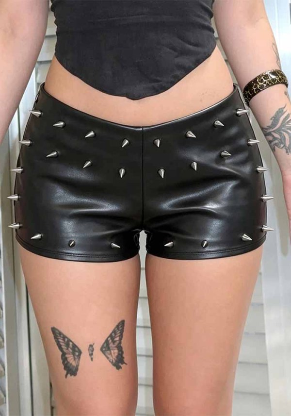 Women's Rivet Pu-Leather Sexy Short