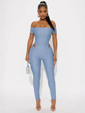 Women's Off Shoulder Short Sleeve Jumpsuit