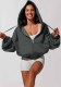 Women's Autumn Winter Long Sleeve Casual Solid Hoodie Jacket