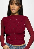 Women's Summer Casual Printed Cutout Long Sleeve T Shirt Women's Summer Casual Printed Cutout Long Sleeve T Shirt